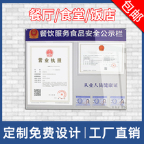 Acrylic food safety information bulletin board business license health license health certificate supervision display plate customization