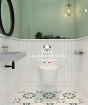 Green small tiles 300X300 Nordic Bathroom Kitchen parquet non-slip floor tiles balcony wall tiles art flower pieces