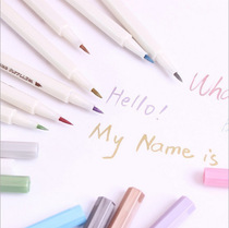 Black card smooth face color soft brush diy metal paint pen small book photo album Hand account brush head white super bright pen