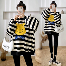 Pregnancy Woman Dress Spring Dress 2022 New Fashion Net Red Big Code Necropolis Spring Autumn Season Korean version loose with long style dress