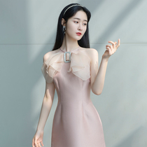  Small dress fairy is sweet and can usually be worn in summer halter neck short banquet evening dress skirt high-end small man