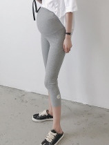 Pregnant women leggings summer thin Korean version wear seven-point embroidered chrysanthemum casual fashion elastic belly pregnant womens pants