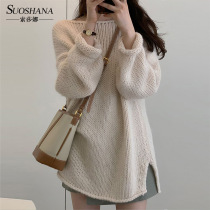 2022 Spring and autumn new coarse needles sweater loose with lazy wind blouses female Yang power with the same tide and white deer Zhao Ruth Yang Zi