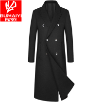 Bunai clothing light luxury mens long wool coat mens knee cashmere coat double-sided woolen jacket trench coat