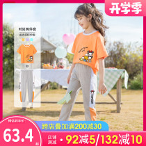 Girls  sports suit Summer big virgin clothes Summer childrens casual two-piece suit summer Western style little girl childrens clothes