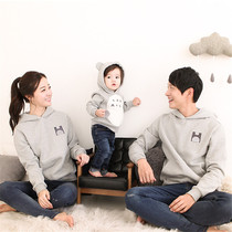  Hua Li Qiao special parent-child outfit A family of three or four fried street spring and autumn embroidery loose plus size hooded sweater couple