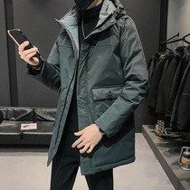 Cotton coat mens medium-long jacket Korean version of the trend down cotton clothes 2021 new trend brand thickened winter quilted jacket