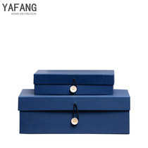 Nordic American blue jewelry box ornaments modern Chinese hotel bedroom model room storage box home decoration box