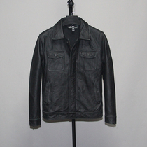 Inventory processing first layer cowhide leather leather leather leather clothing men slim short lapel jacket jacket tooling sand wash old