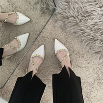 Flat shoes French vintage single shoes rivets Mary Jane shoes 2021 summer New pointed evening sandals womens shoes