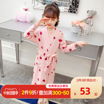 Girls pajamas long sleeves Spring and autumn cotton Children Baby Cotton thin models for childrens home clothes bathrobe