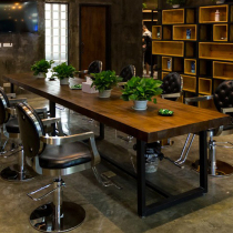 Industrial style hairdressing shop mirror loft solid wood retro hair dyeing table hot dyeing table hairdressing mirror table