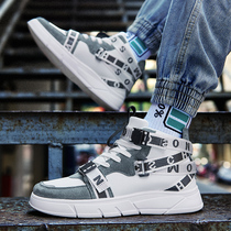 Mens shoes summer sports breathable high-top shoes mens ins national tide 2021 new trend board shoes heightening tide shoes