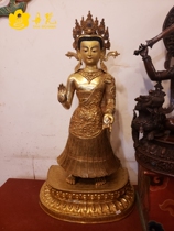 Nepals Sakya Boutique Golden Sky Fall over Buddhas Buddhas Buddha Statue of Buddha Buddha Finely Carved 76cm