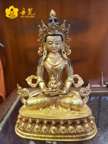 Nepal full gilt boutique longevity Buddha one foot pure copper longevity Buddha statue double Lotus Buddha statue height 33cm
