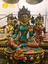 Nepal Sakyamuni Green Buddha statue painted boutique Buddha statue master master work height 48cm