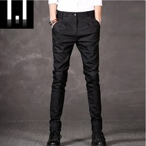 2022 Spring and Autumn Korean men's slim black non-ironing double pleated trousers men plus velvet business Joker casual pants