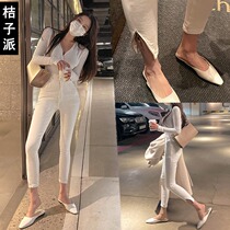 White side split zipper jeans womens high waist tight summer thin slim stretch pencil nine-point pants