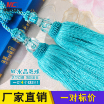 Mengcheng window decoration crystal double ball European curtain hanging ball tie rope strap tassel jewelry hook wall hook accessories