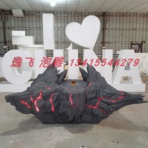 Foam sculpture custom mall beautiful Chen carving luminous rockery simulation stone stage background decoration ornaments