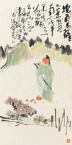 Art micro-spray art micro-spray Wang Xuezhong picking chrysanthemum under 25x50cm