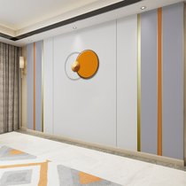  Modern geometric three-dimensional metal strip bamboo and wood fiber integrated wallboard TV background wallboard Quick-install living room wallboard