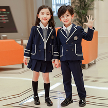 Primary school uniform suit kindergarten Garden suit spring and autumn dress childrens class dress female English style suit autumn and winter dress