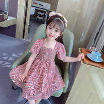2021 new childrens fashion halter T-shirt shorts two-piece suit swimsuit large childrens summer clothes girls floral
