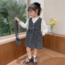 Net red dress girls floral sundress 2021 autumn new female baby Western style princess skirt children spring and autumn