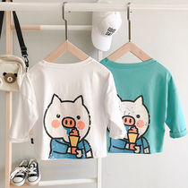 Baby casual swimsuit top tide childrens T-shirt 2021 autumn new boy cartoon long sleeve base shirt Children 3