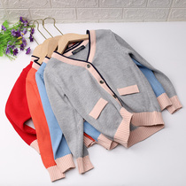 Cost-effective childrens clothing childrens pure cotton cardigan sweater jacket solid color male and female baby autumn and winter all-match sweater tide