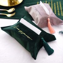 Clearance price INS Nordic velvet tissue box tissue set fabric pumping paper bag car home napkin storage