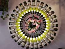 Creative plant loft wheel wine bottle hot pot shop clear bar bar milk tea shop clothing industrial wind kettle lamp