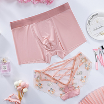 Couple underwear summer New Ice Silk passion lace couple cotton stall underwear passion set