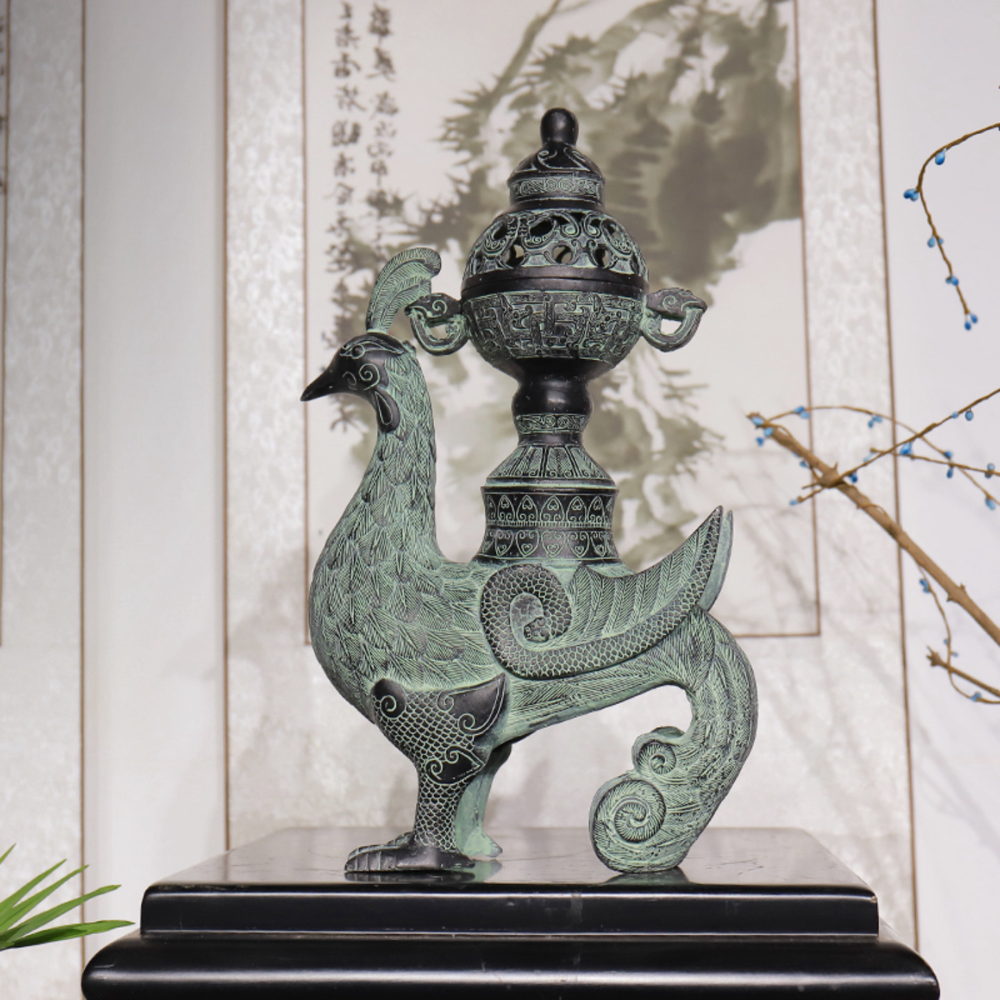 中国古美術【鳳鳥尾尊】青銅器 吉祥鳥 銅器 置物 骨董 酒具 純銅製 鳥形工芸品 O1CN01GHZLCp1qokU4m1OPi_!!