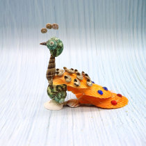 Natural conch shell sticky Peacock dining plate handicraft handmade DIY material orange scallops