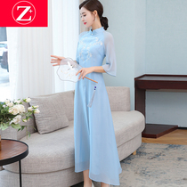 Cheongsam womens summer dress this years popular dress 2021 new young mother Chinese style can be worn daily