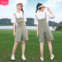 Girls summer back with pants suit 2022 new ocean gas mesh red CUHK girl 10-year-old girl Summer clothes two sets 12