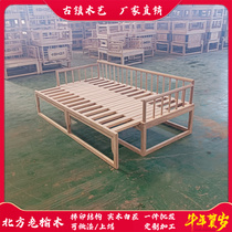 Northern old elm Chinese new Chinese style solid wood telescopic Luo Han bed sofa bed white stubble Zen modern push and pull furniture