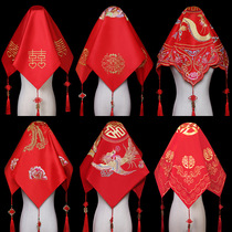 Red hijab wedding bride red Xiuhe clothing cover veil wedding HIPPA headscarf Chinese embroidery tassel