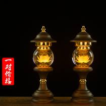 Crystal LED Lotus lamp Buddha lamp Colorful Buddha Hall Buddha front lamp Guanyin Changming Lamp Plug-in pair of household
