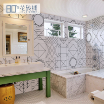 Black and white tile 300×300 kitchen and bathroom antique brick line pattern wall brick kitchen floor tile Bathroom balcony Nordic