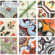 Nordic hand-made retro flower tiles antique tile tile floor tiles living room dining room balcony Bathroom Kitchen 300