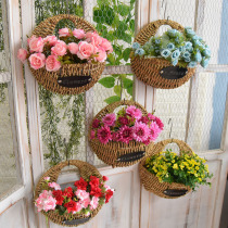 Wall decoration wall hanging flowerpot decoration decoration hanging hanging flower basket wall hanging flower pot pot Rattan woven straw weaving