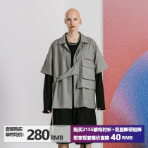 LOSTCTRL short-sleeved suit jacket mens summer thin breasted shirt casual jacket 2021 new design sense