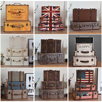 Retro box old-fashioned suitcase wooden box antique box storage box shop window decoration display prop box