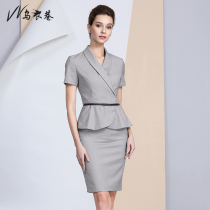 Black lane fashion light gray OL commuter temperament business suit formal womens suit suit dress summer short sleeve tooling