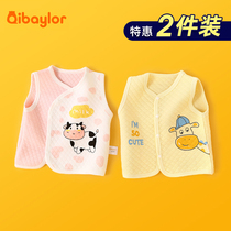 2 Pieces Newborn Baby Warm Waistcoat Baby Clothes Spring Autumn Thin Cotton Inside Wearing Air Cotton Waistcoat Outside Wearing Vest