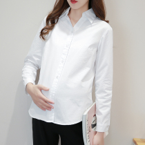 Maternity shirt Spring and autumn long-sleeved white base shirt thin fashion OL work shirt Work clothes professional wear