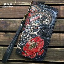 Flippenter mens wallet 2021 new tide card Young leather wallet genuine leather handbag Individuality Leather leather handbag handmade